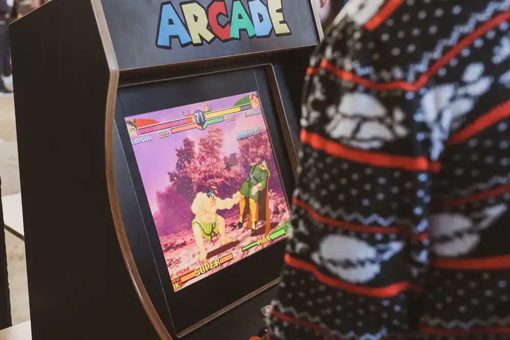 Glowing arcade cabinet screen